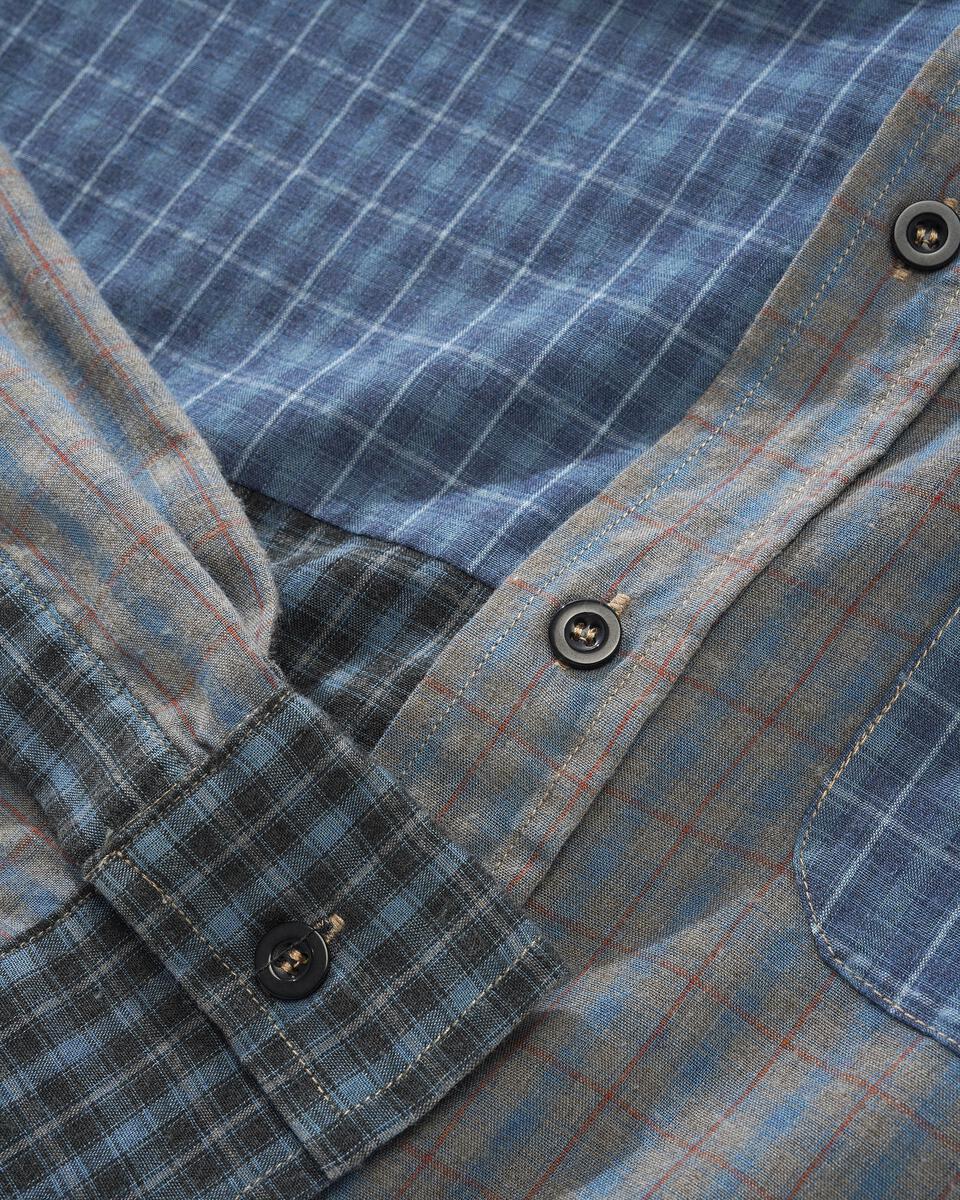 BUTTERGOODS PATCHWORK L/S SHIRT OVERDYE NAVY