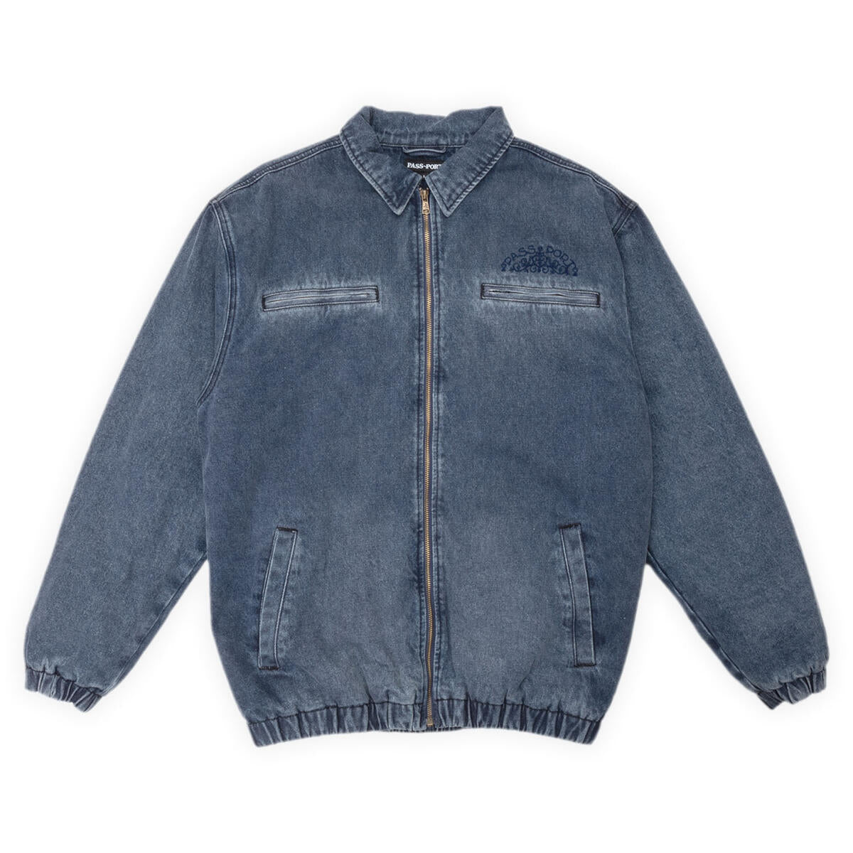 PASS~PORT SKATEBOARDS VINEYARD BIRDS DENIM DELIVERY JACKET WASHED INDIGO