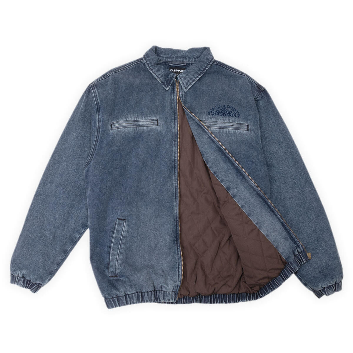 PASS~PORT SKATEBOARDS VINEYARD BIRDS DENIM DELIVERY JACKET WASHED INDIGO