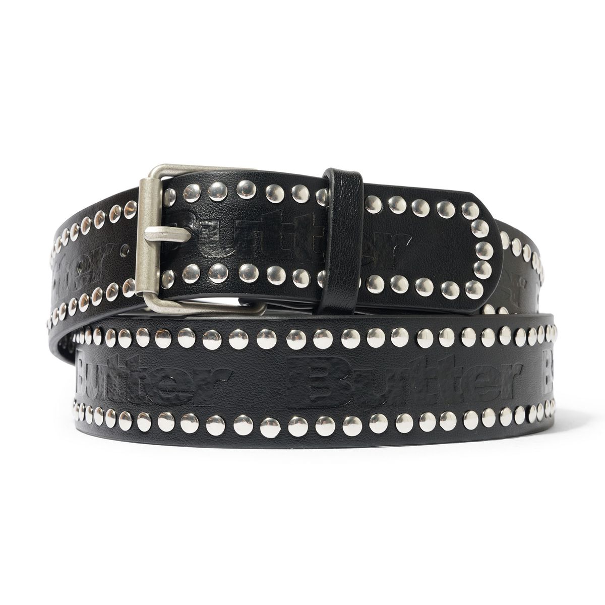 BUTTERGOODS LEATHER STUDDED BELT BLACK