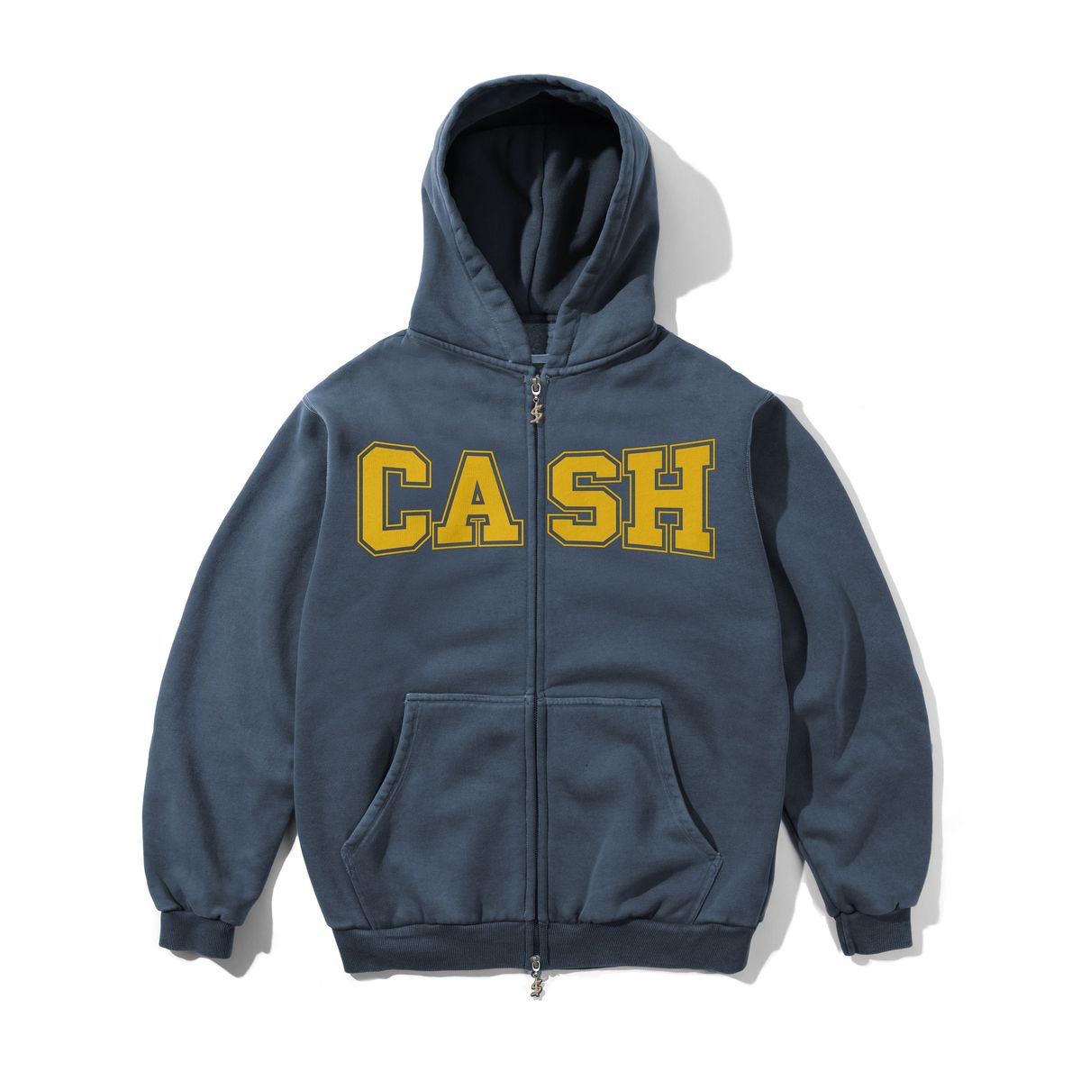 CASH ONLY DIST CAMPUS ZIP THRU HOODIE WASHED NAVY