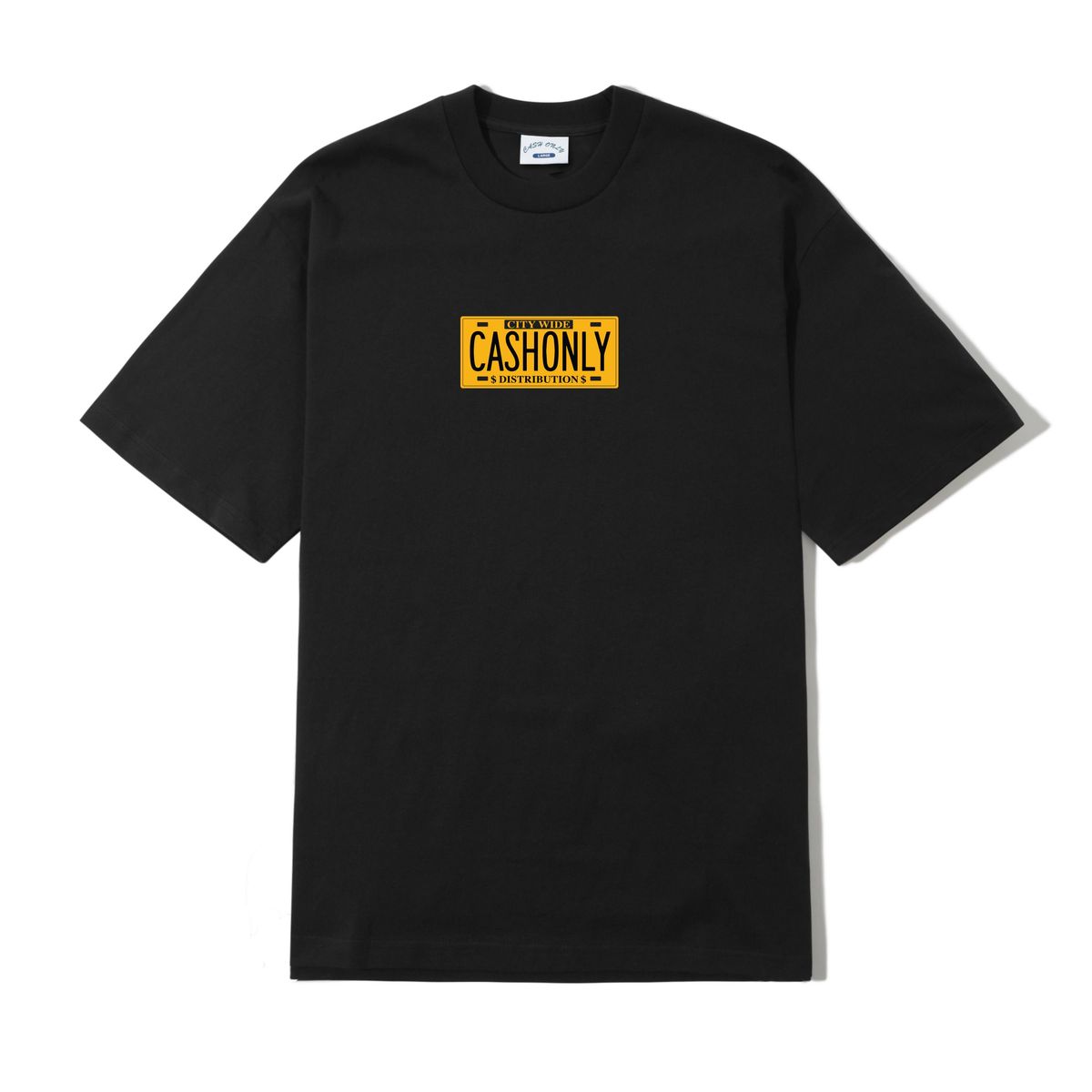 CASH ONLY DIST LICENSE PLATE TEE BLACK