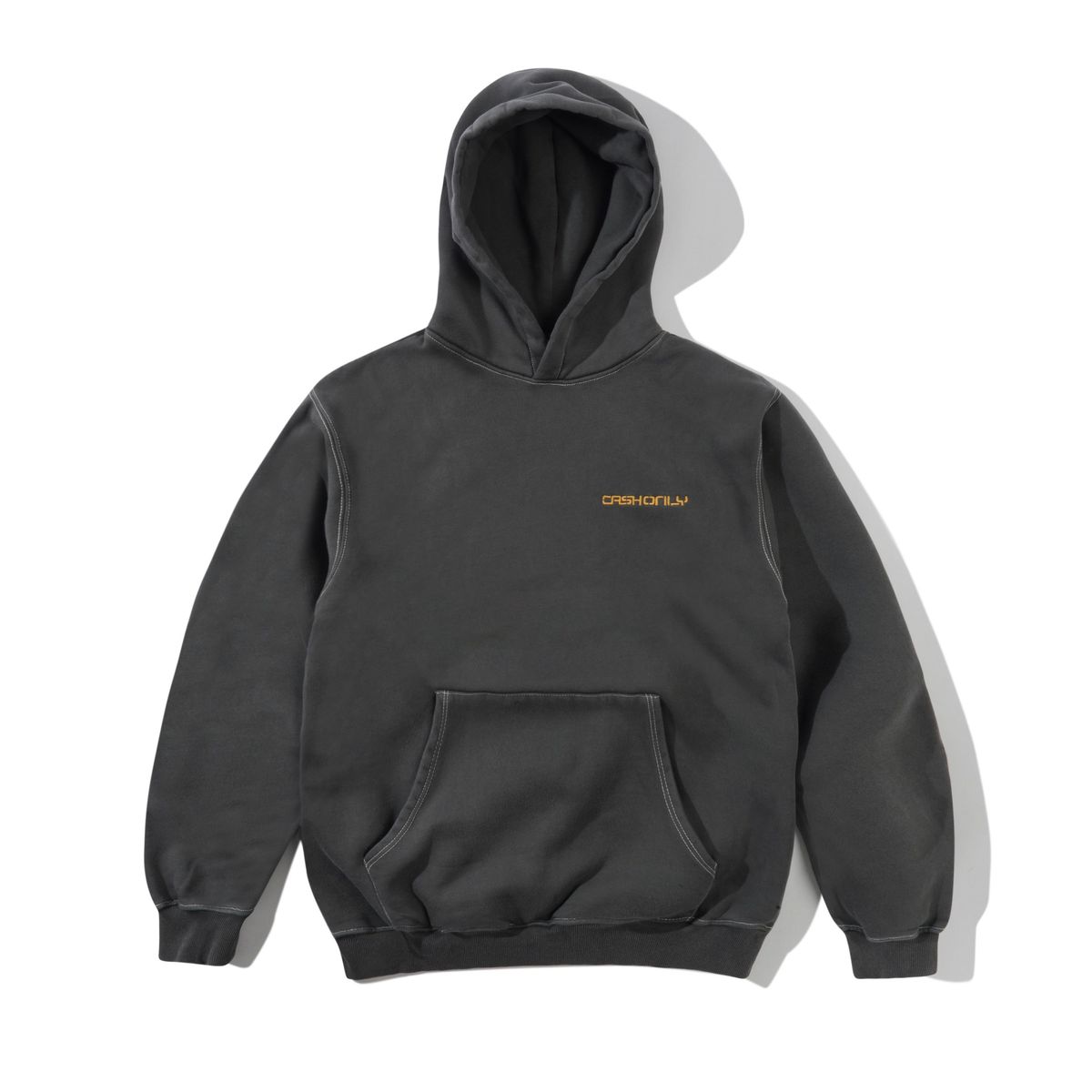 CASH ONLY DIST STENCIL PIGMENT DYE PULLOVER HOODIE WASHED BLACK
