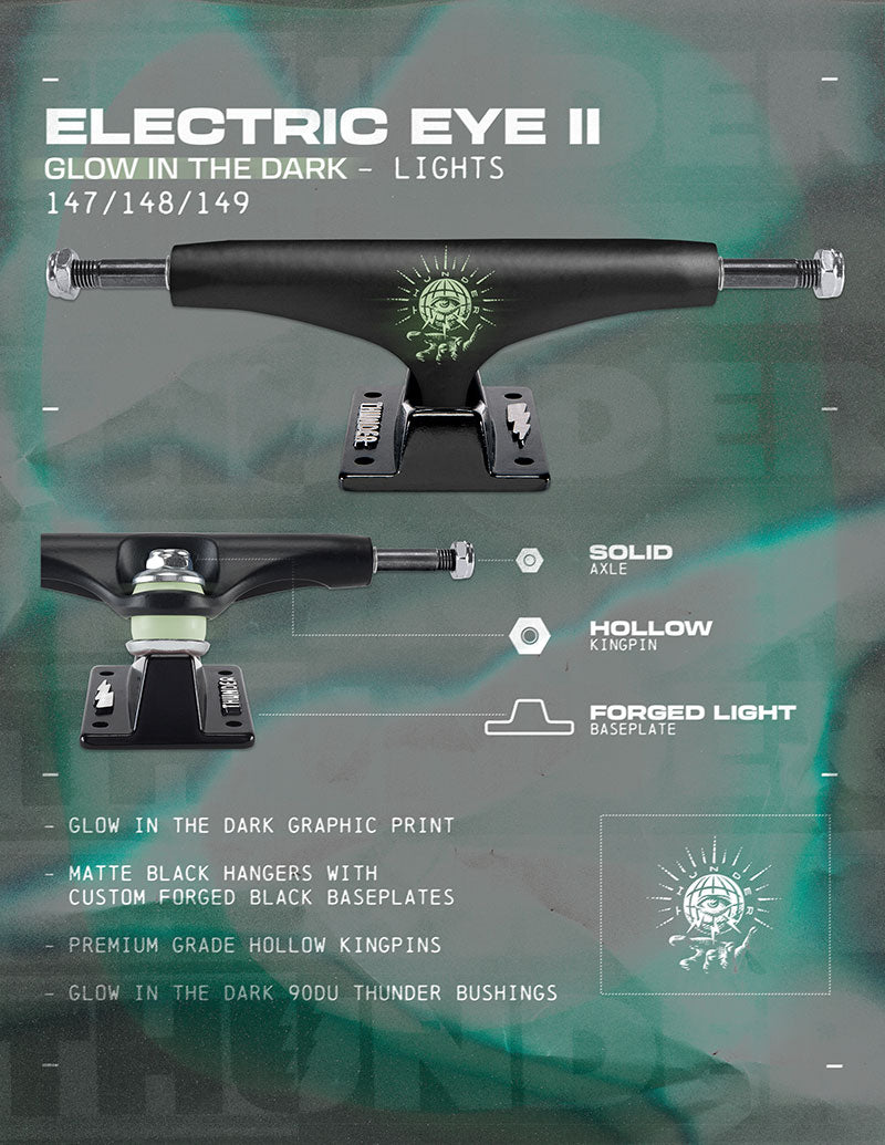 THUNDER TRUCKS LIGHTS GLOW ELECTRIC EYE BLACK SIZE 148