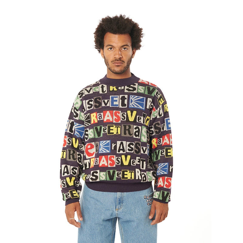 RASSVET / PACCBET TYPO CLASSIC KNIT CREWNECK MULTI