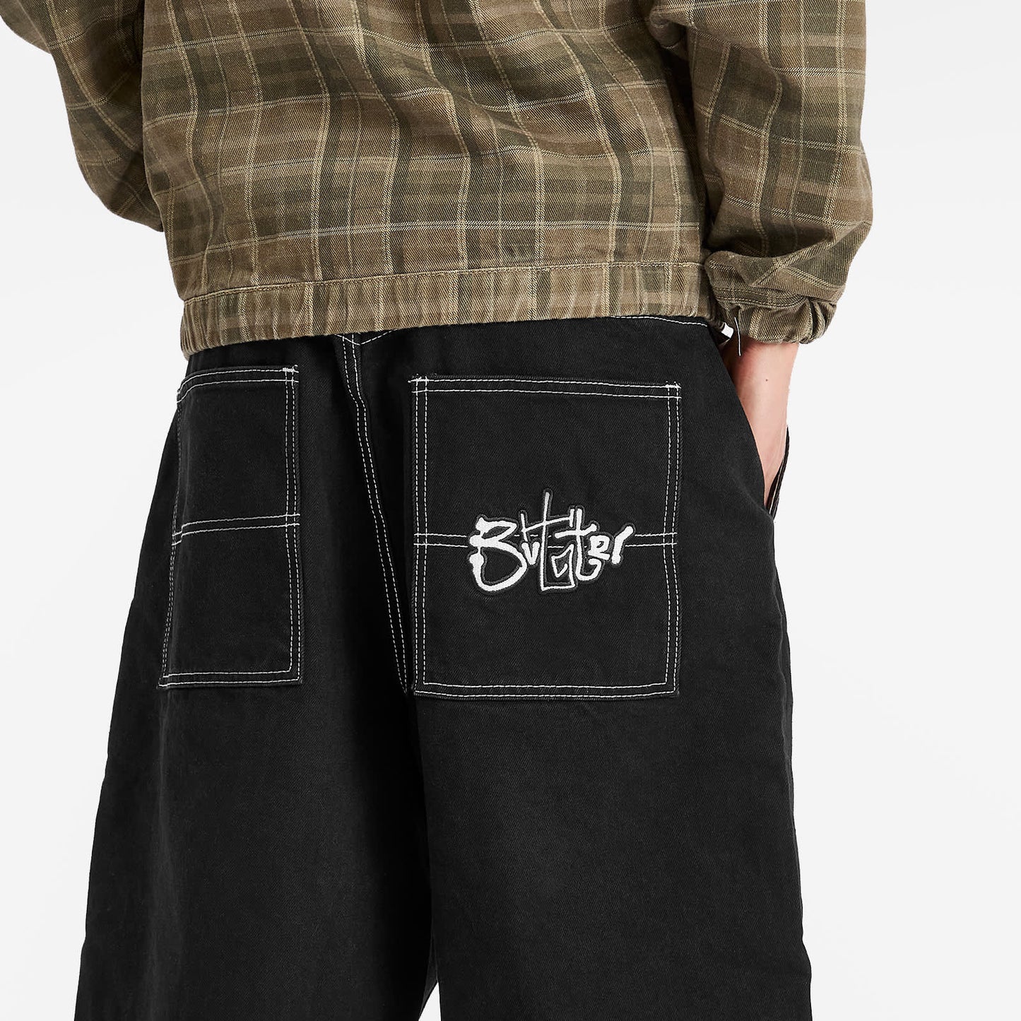 BUTTERGOODS SCRIBBLE DENIM SHORTS BLACK/WHITE STITCH