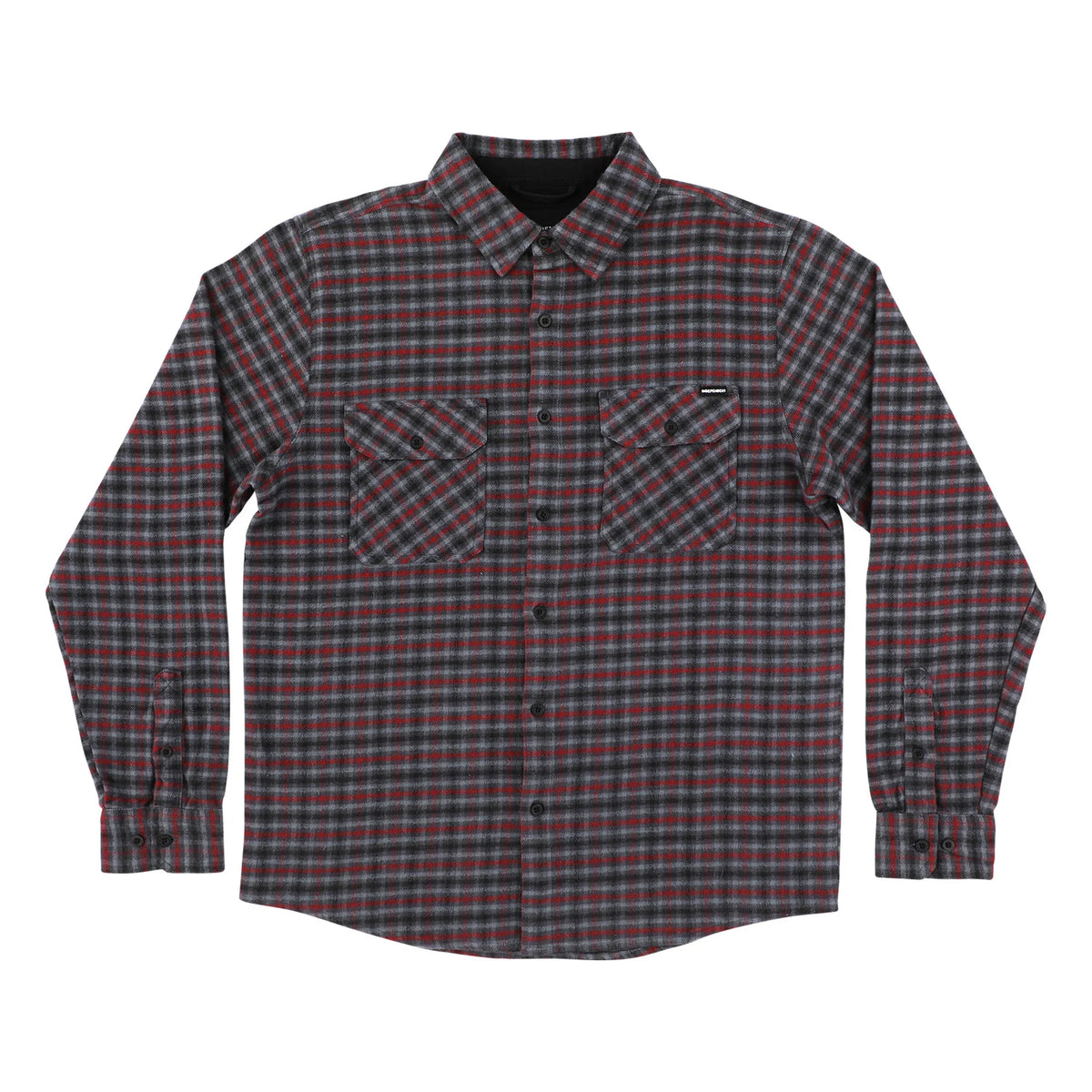 INDEPENDENT TRUCK CO BELMONT L/S FLANNEL TOP GREY/RED/BLACK