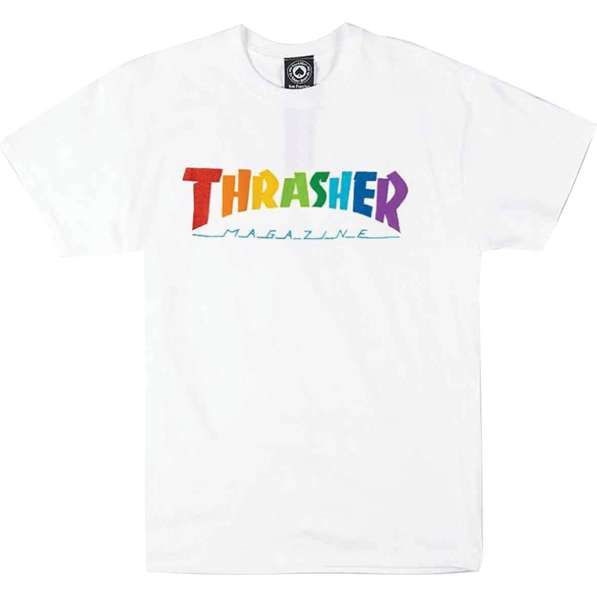 THRASHER MAGAZINE CLASSIC LOGO TEE WHITE/RAINBOW