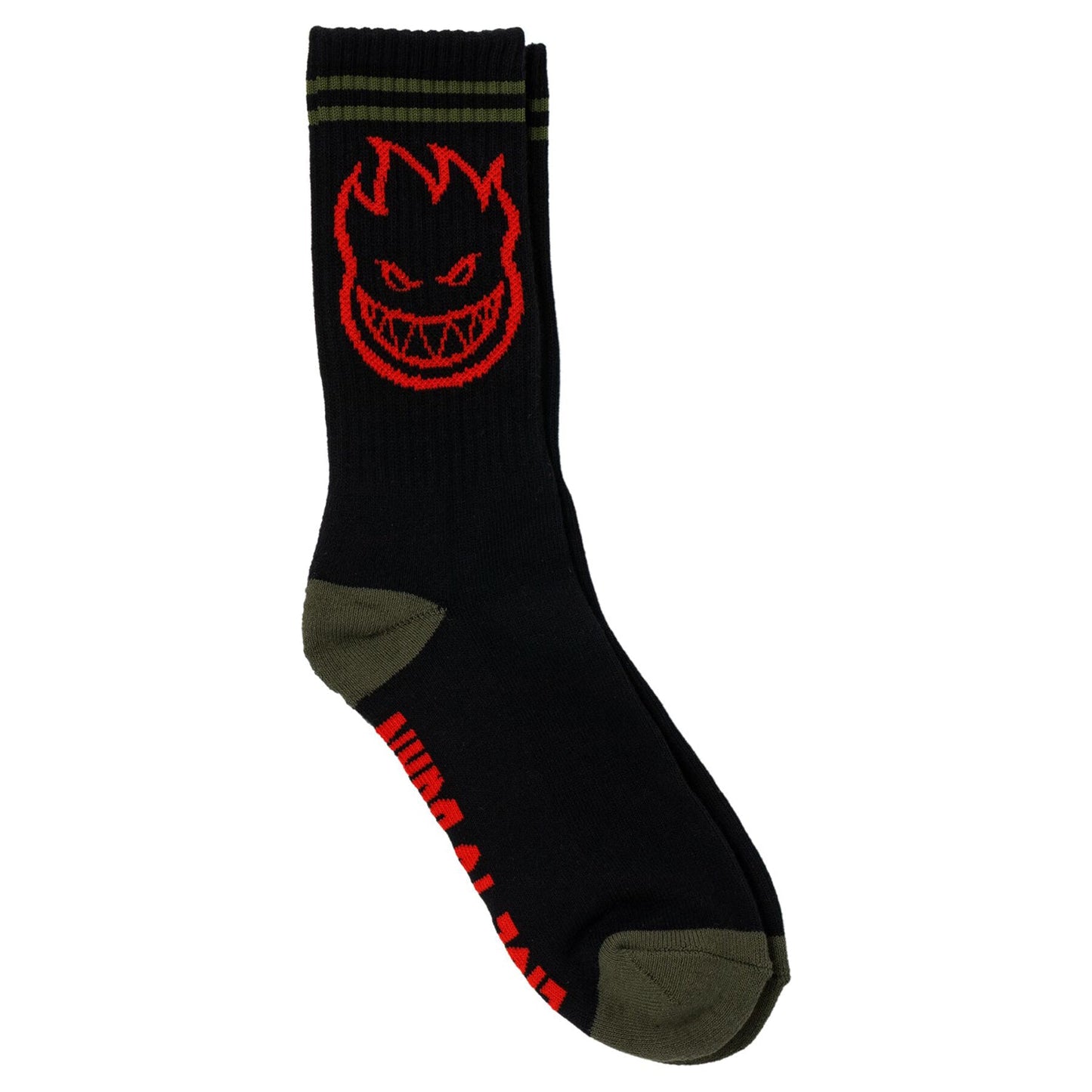 SPITFIRE WHEELS BIGHEAD SOCKS BLK/OLV/RED