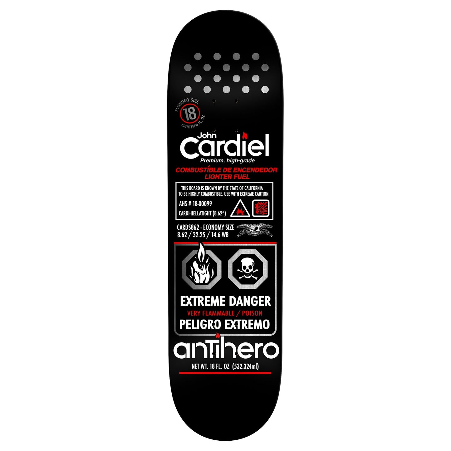 ANTIHERO SKATEBOARDS CARDIEL FUELED UP DECK 8.62
