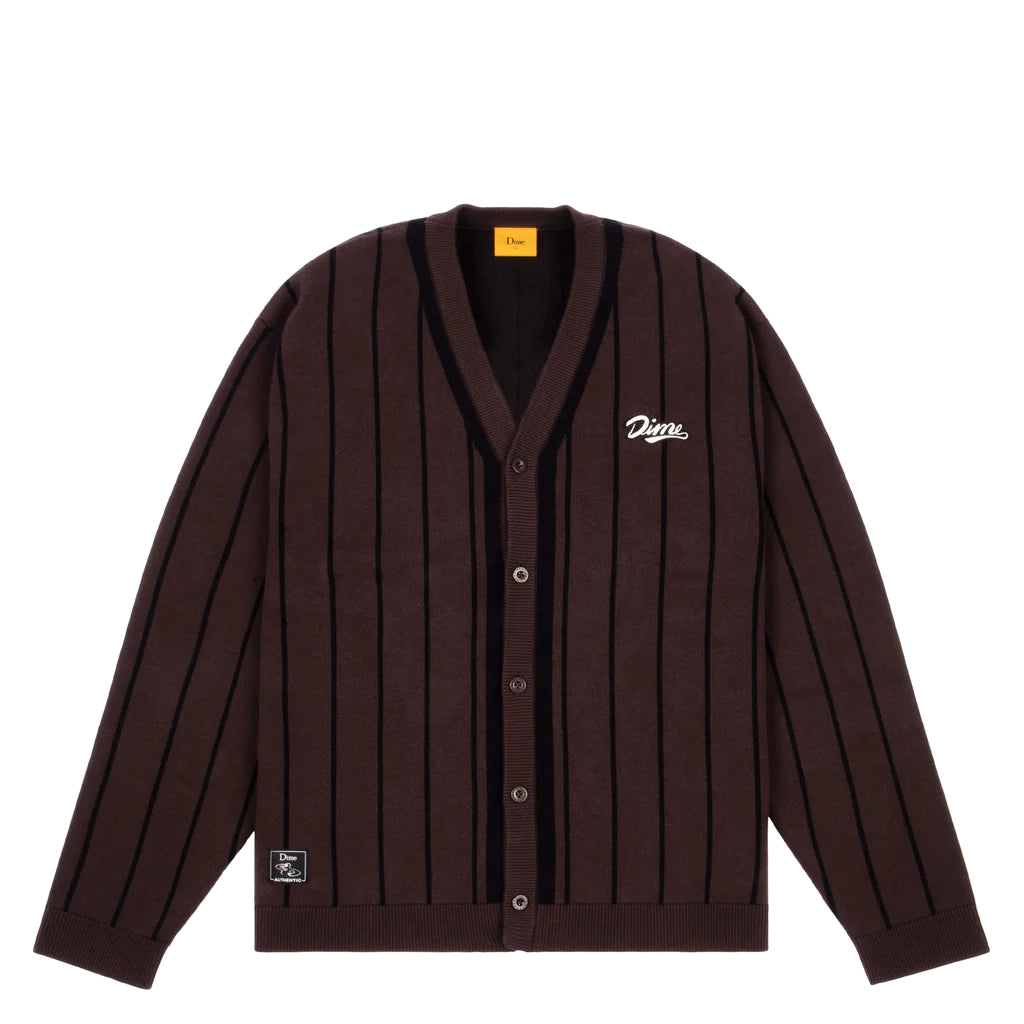 DIME MTL BASEBALL KNIT CARDIGAN DARK BROWN – Olympia Skateshop