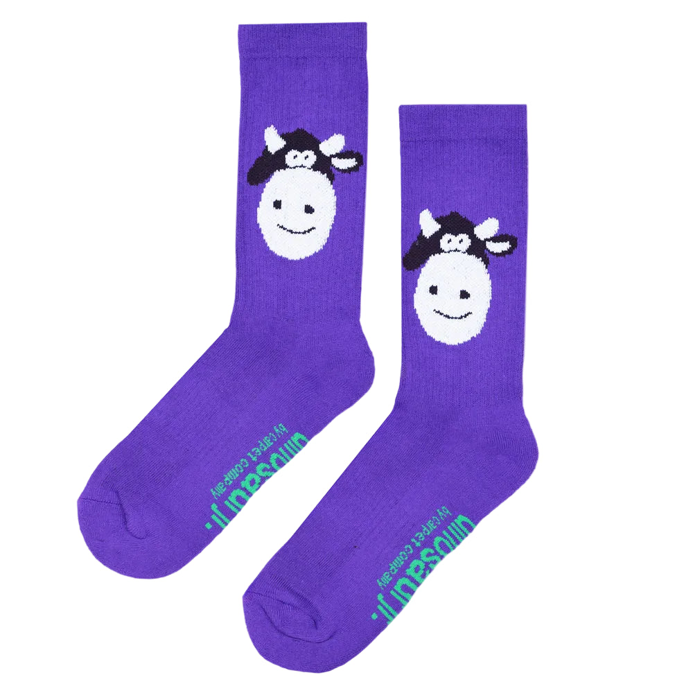 CARPET COMPANY DINO JR COW SOCKS PURPLE