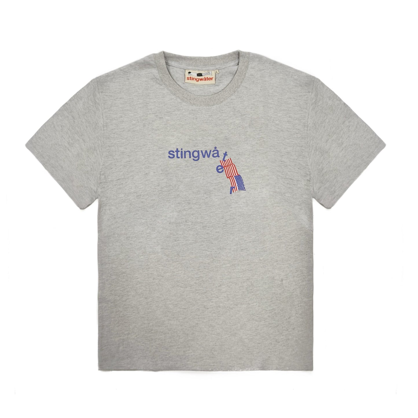 STINGWATER AMERICA IN DISTRESS TEE HEATHER GREY