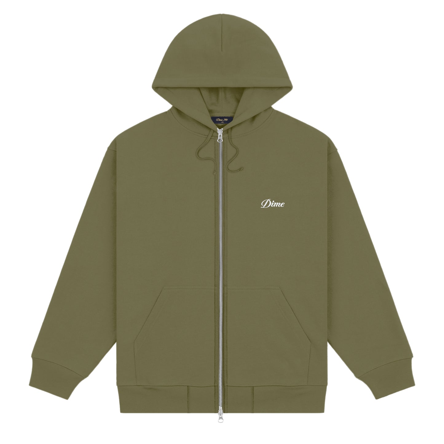 DIME MTL CURSIVE ZIP HOODIE DARK OLIVE