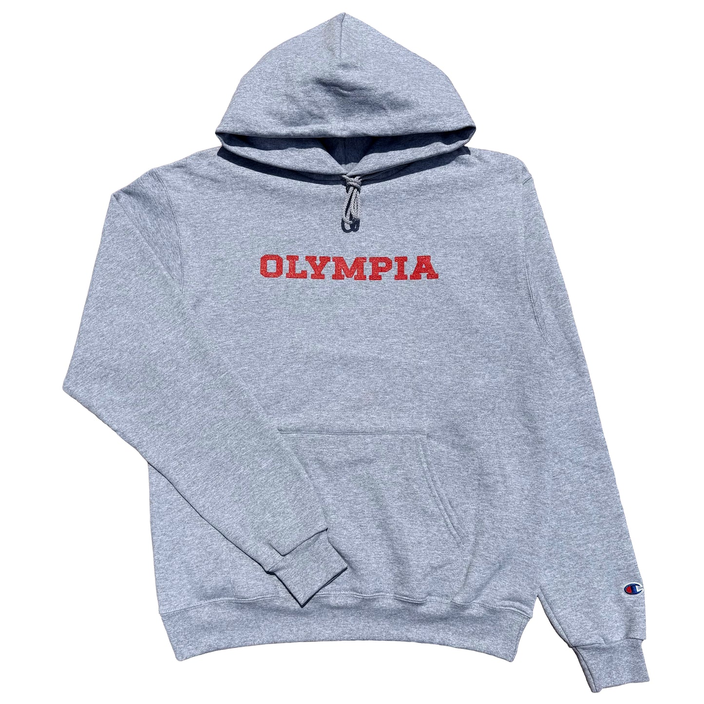 OLYMPIA SKATESHOP BLOCK LETTER HOODIE GREY/RED
