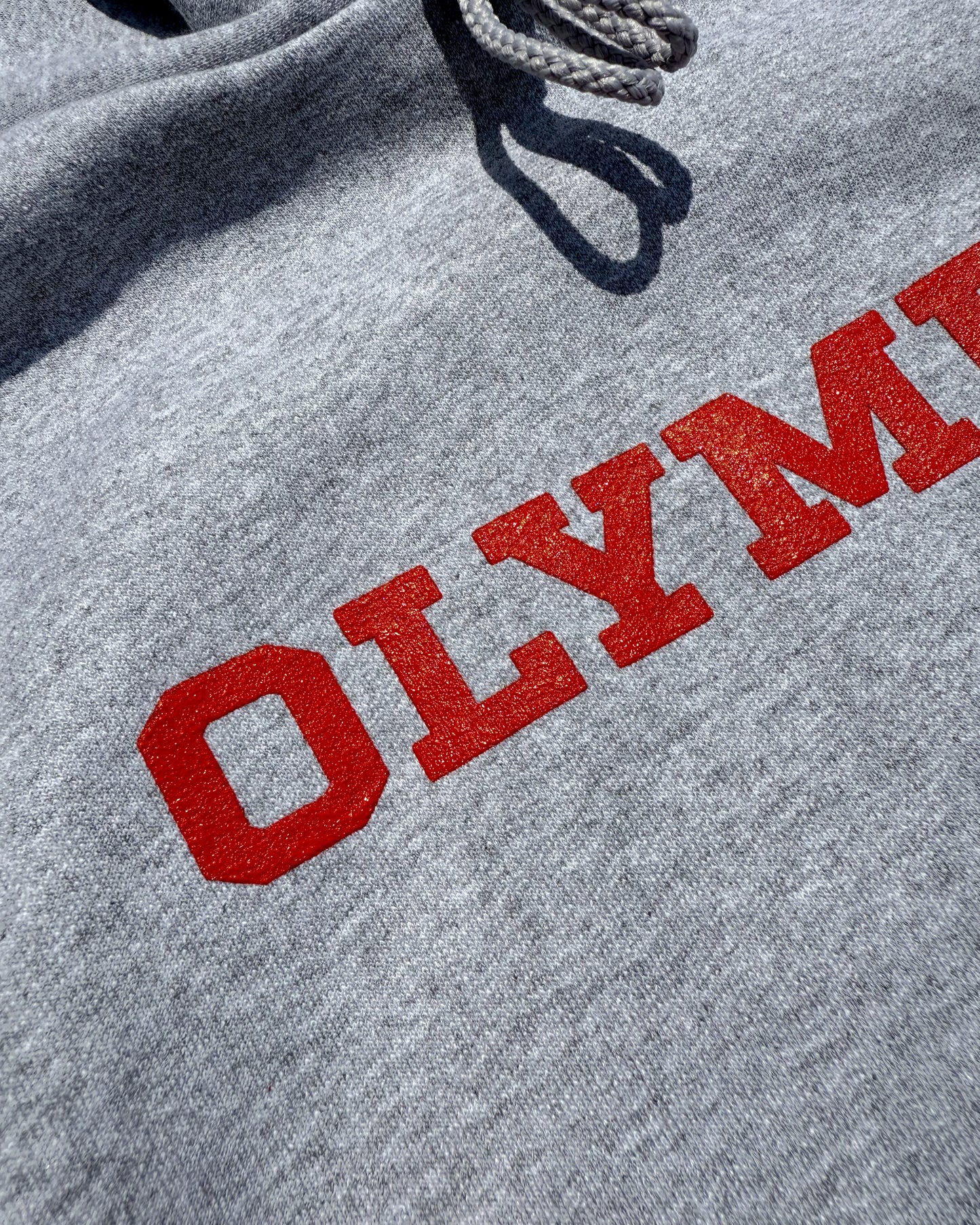 OLYMPIA SKATESHOP BLOCK LETTER HOODIE GREY/RED