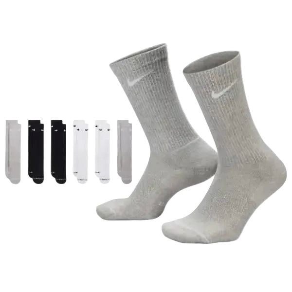 NIKE DRI-FIT SOCKS GREY/BLACK/WHITE SIX PACK