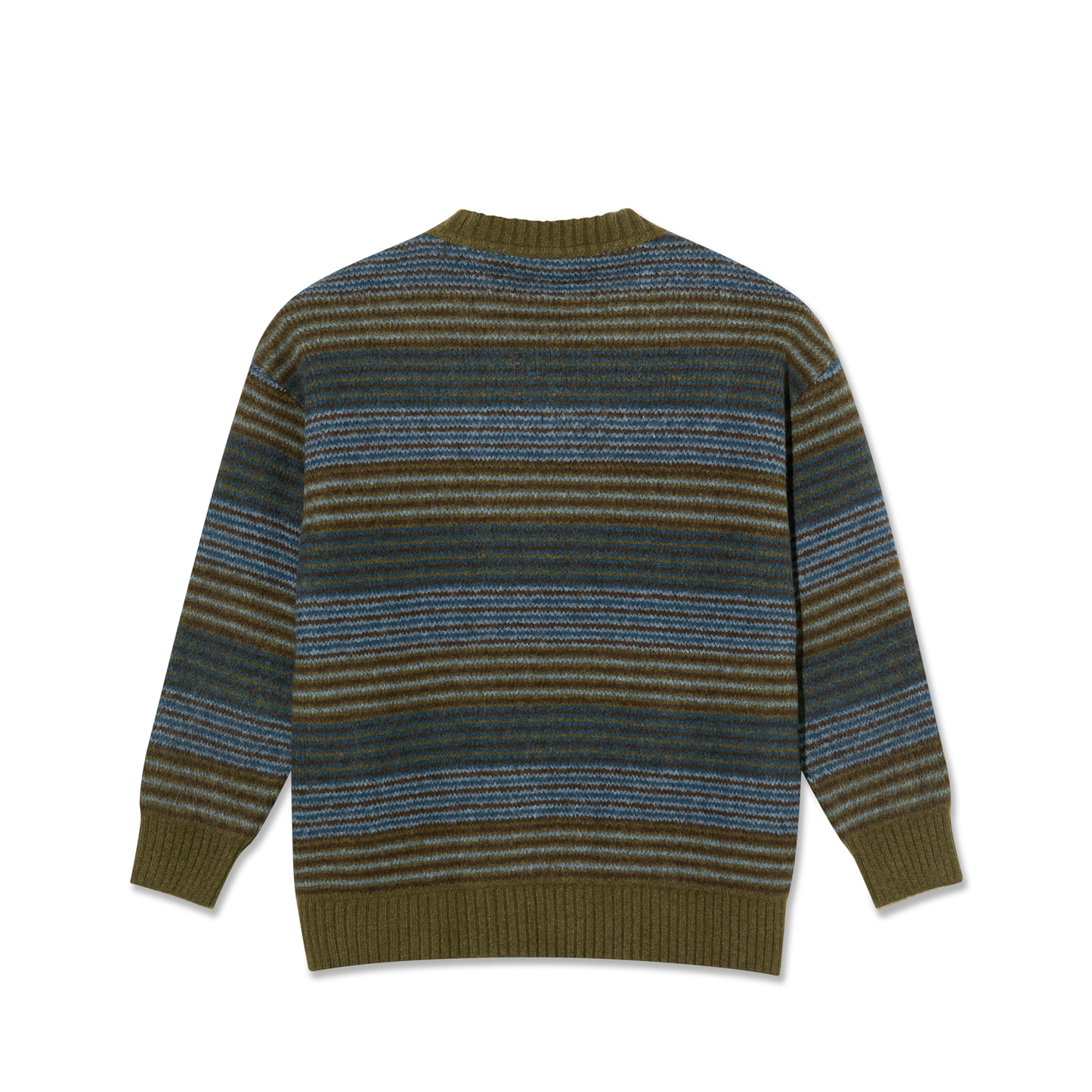 POLAR SKATE CO GEORGE SWEATER BLUE GREEN STRIPE