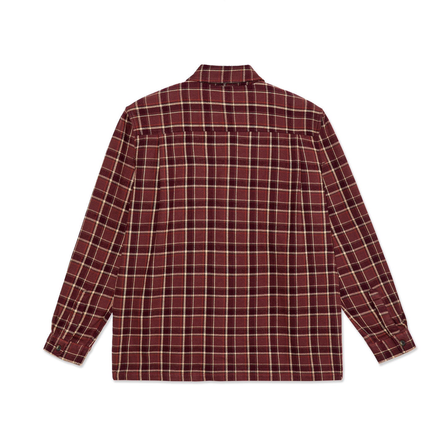 POLAR SKATE CO MIKE LS FLANNEL SHIRT OXBLOOD CHECK