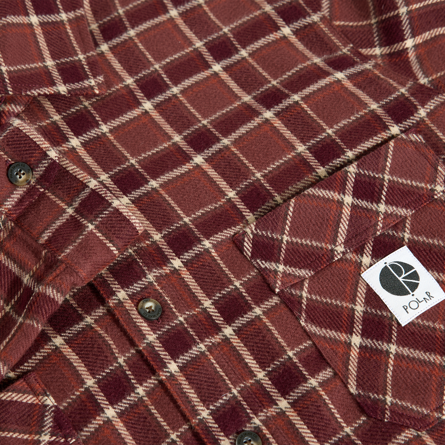 POLAR SKATE CO MIKE LS FLANNEL SHIRT OXBLOOD CHECK