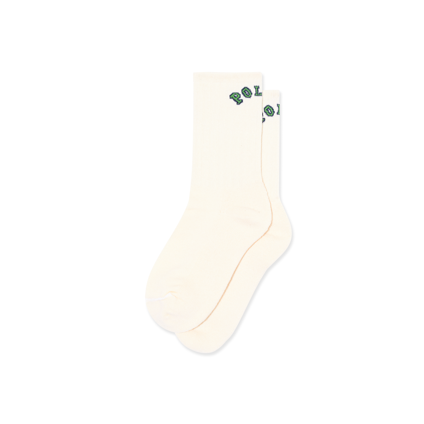 POLAR SKATE CO LARGE RIB SOCKS COLLEGE LOGO CLOUD WHITE