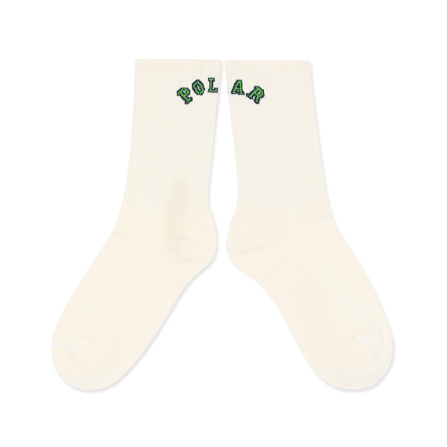 POLAR SKATE CO LARGE RIB SOCKS COLLEGE LOGO CLOUD WHITE