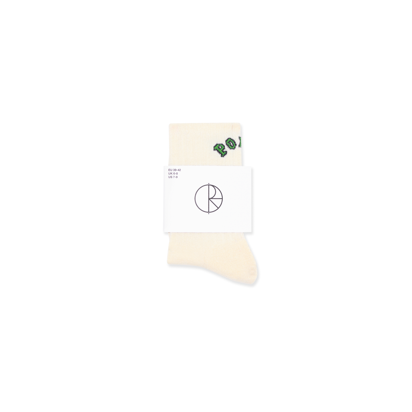 POLAR SKATE CO LARGE RIB SOCKS COLLEGE LOGO CLOUD WHITE