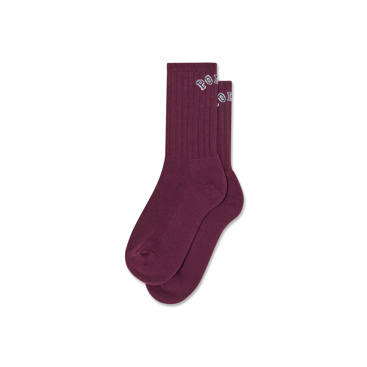 POLAR SKATE CO LARGE RIB SOCKS COLLEGE LOGO WINE