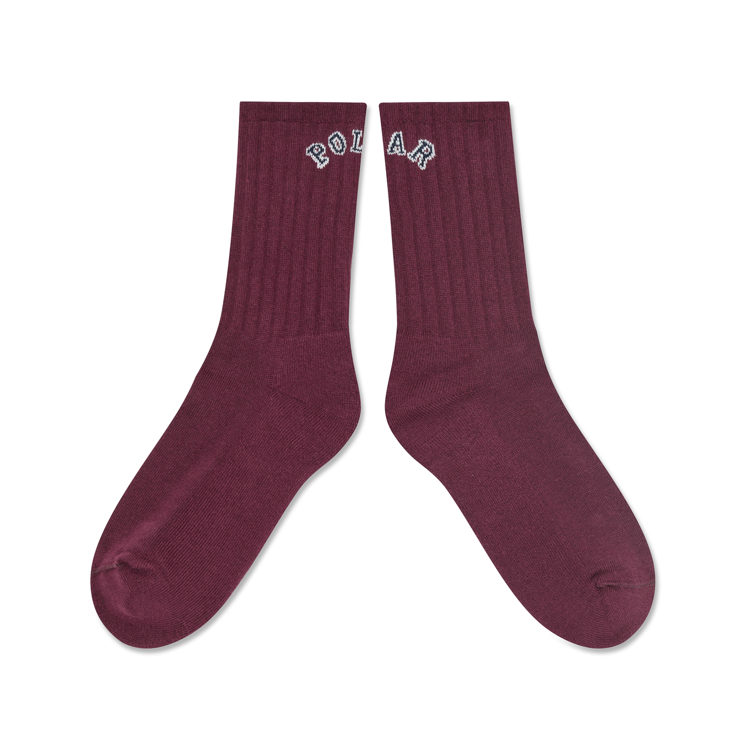 POLAR SKATE CO LARGE RIB SOCKS COLLEGE LOGO WINE