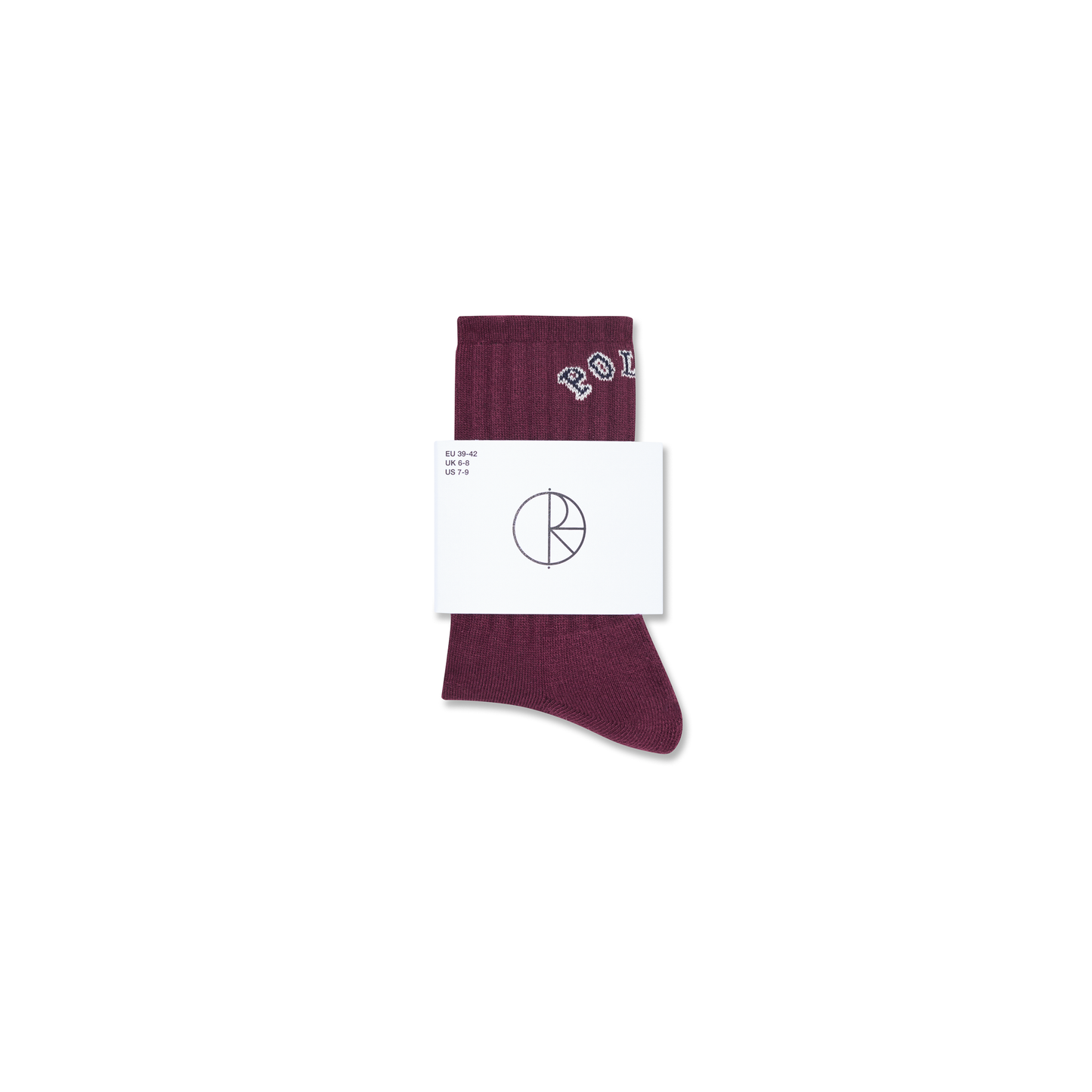 POLAR SKATE CO LARGE RIB SOCKS COLLEGE LOGO WINE