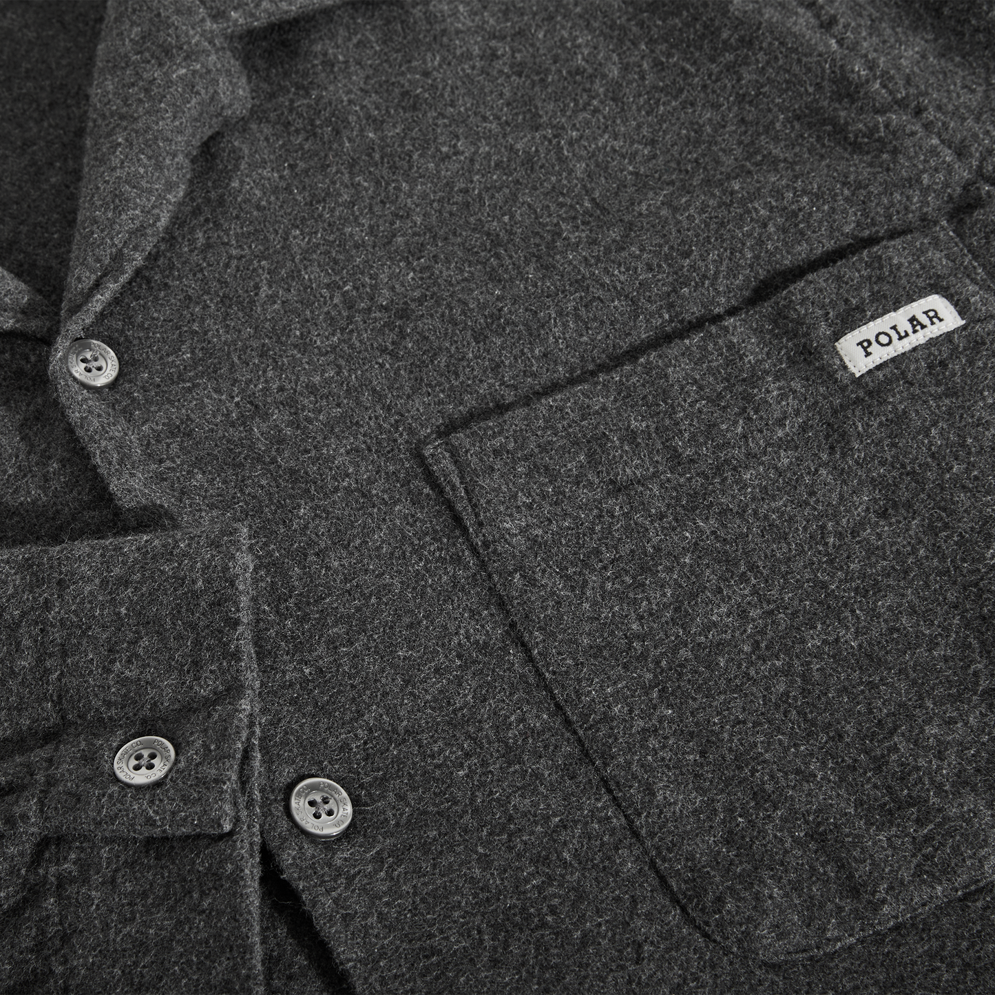 POLAR SKATE CO TONY LS FLANNEL SHIRT DARK GREY