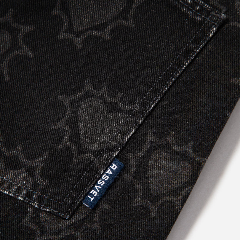 RASSVET / PACCBET HEARTS PRINT DENIM TROUSERS WOVEN BLACK