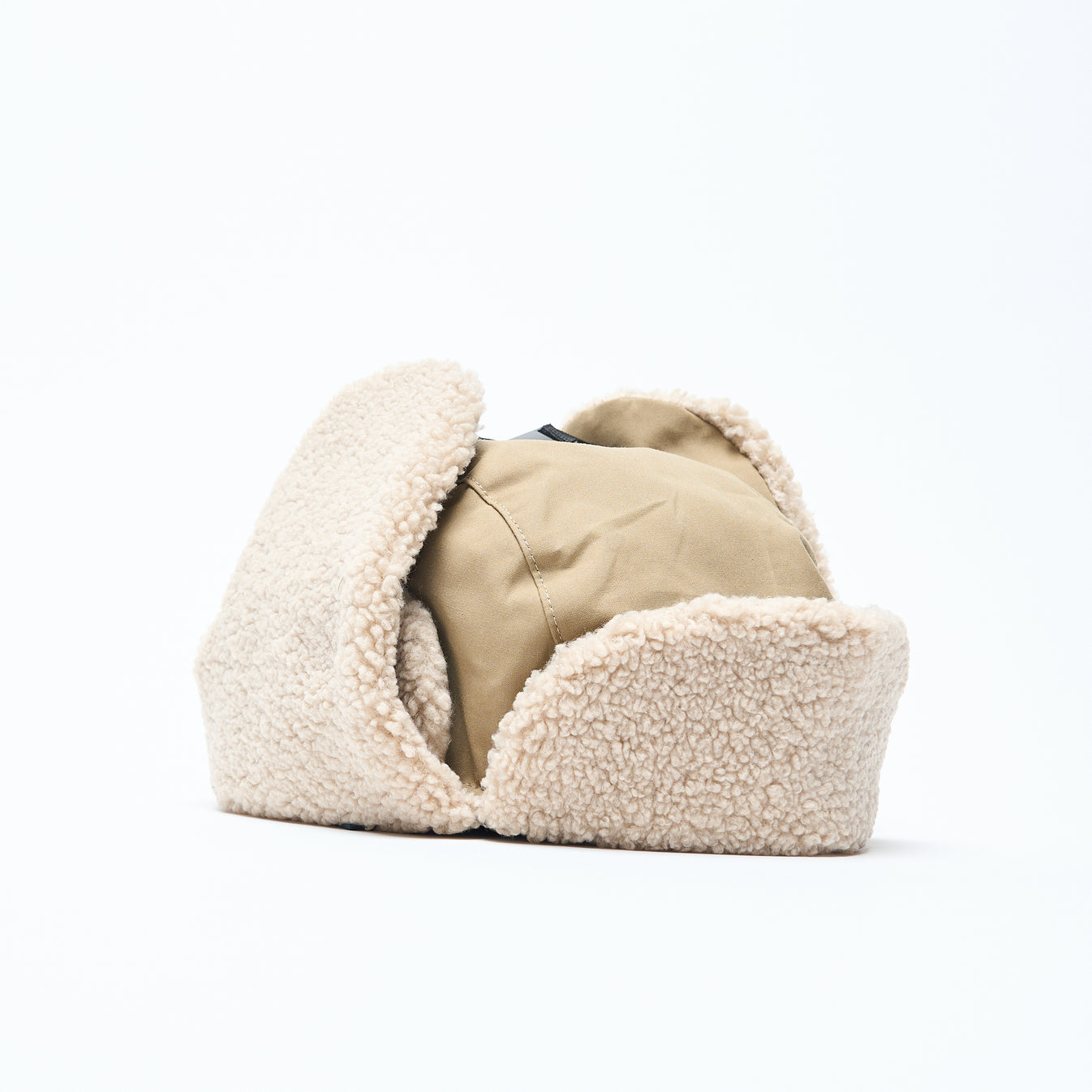 RASSVET / PACCBET WAXED COTTON WOVEN TRAPPER HAT BEIGE