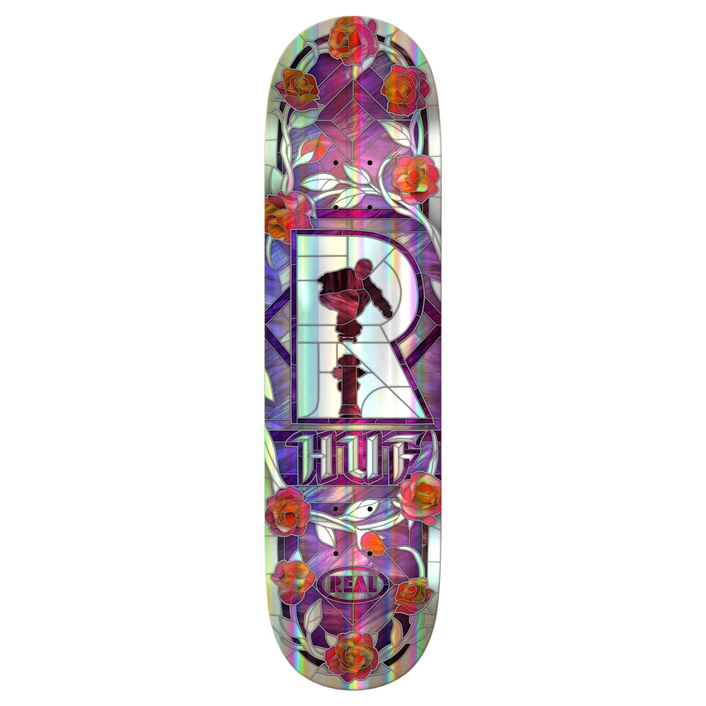 REAL SKATEBOARDS HUF HOLO RAINBOW CATHEDRAL DECK 8.25