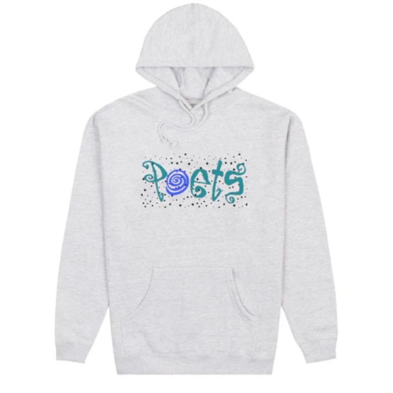 POETS CLIQUE SCREENED HOODIE GREY
