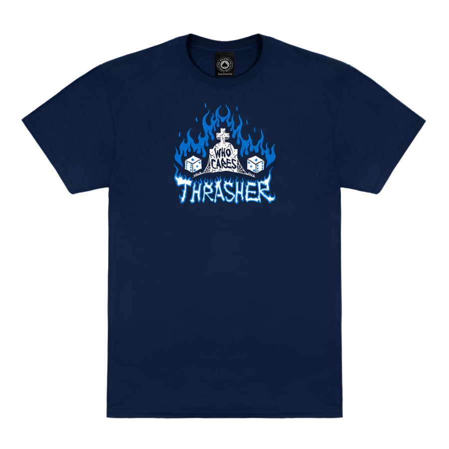 THRASHER MAGAZINE WHO CARES TEE BY NECKFACE NAVY