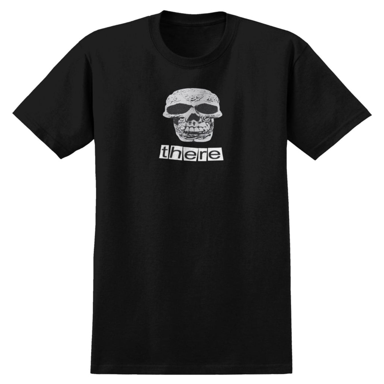 THERE SKATEBOARDS SKULL TEE BLACK/WHITE
