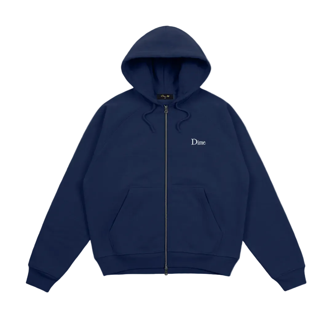 DIME MTL CLASSIC SMALL LOGO ZIP HOODIE MIDNIGHT NAVY