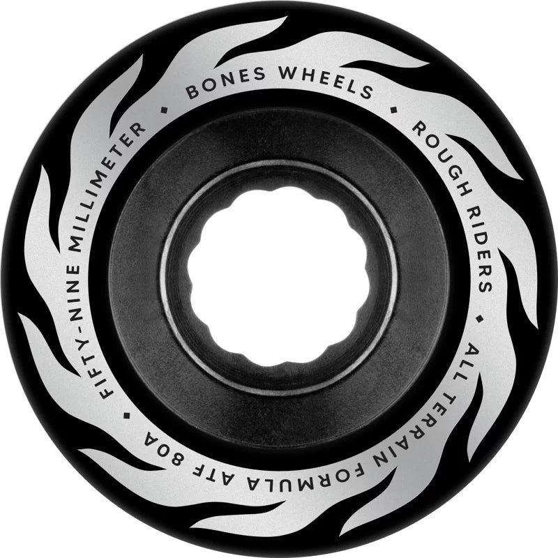 BONES WHEELS 80A ATF ROUGH RIDERS ETERNAL FLAME BLACK 56MM