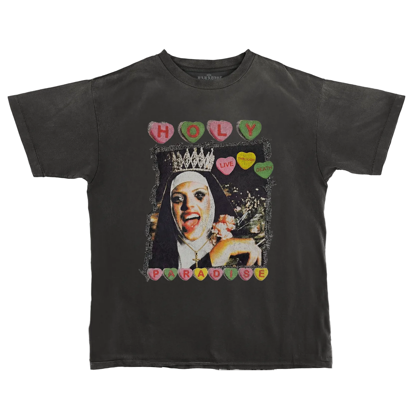 PARADISE NYC LIVE THROUGH DEATH TEE VINTAGE BLACK