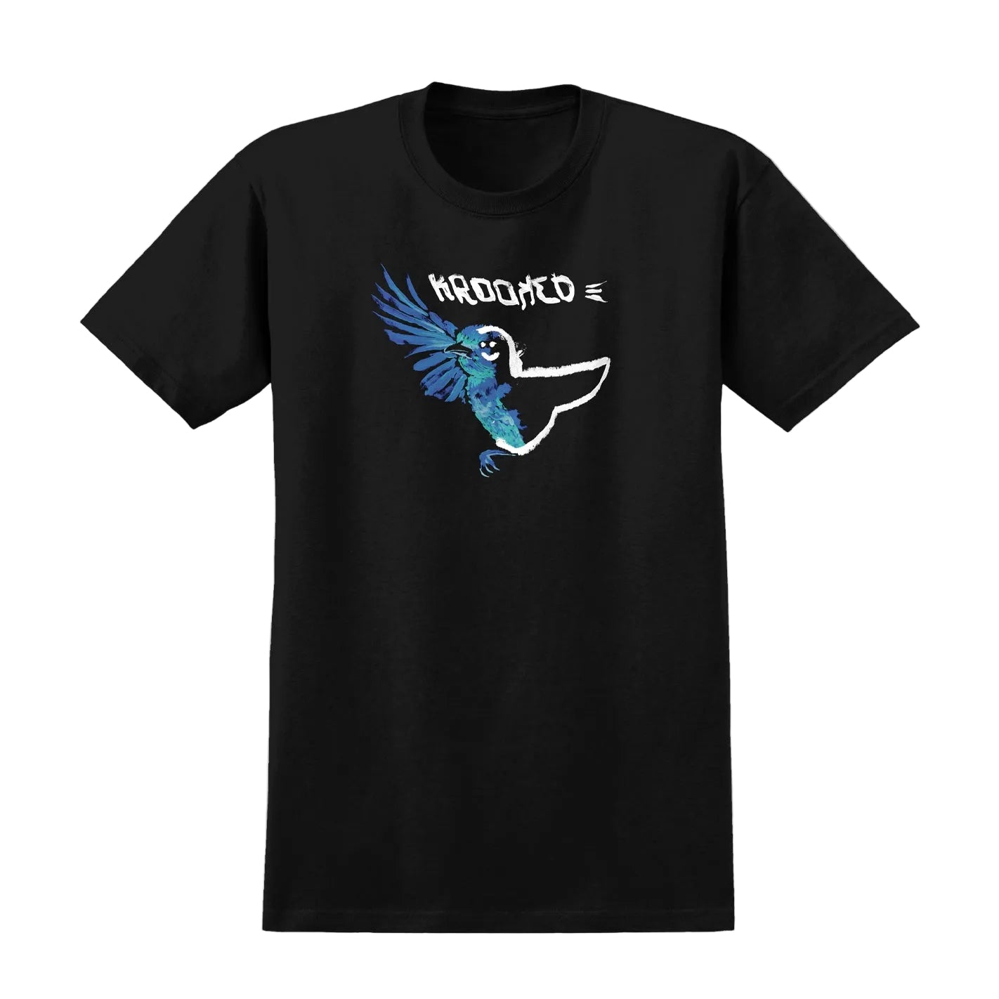KROOKED SKATEBOARDS BLUE BIRD TEE BLACK