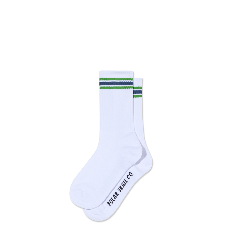 POLAR SKATE CO STRIPE SOCKS WHITE/GREEN/BLUE