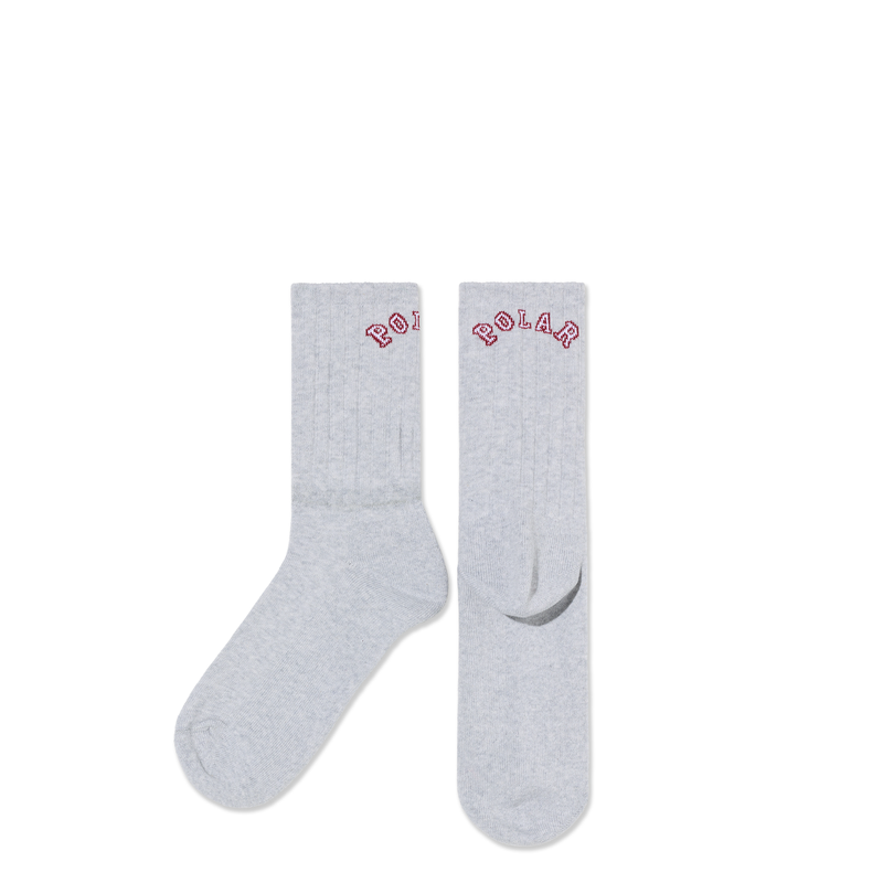 POLAR SKATE CO LARGE RIB SOCKS COLLEGE HEATHER GREY