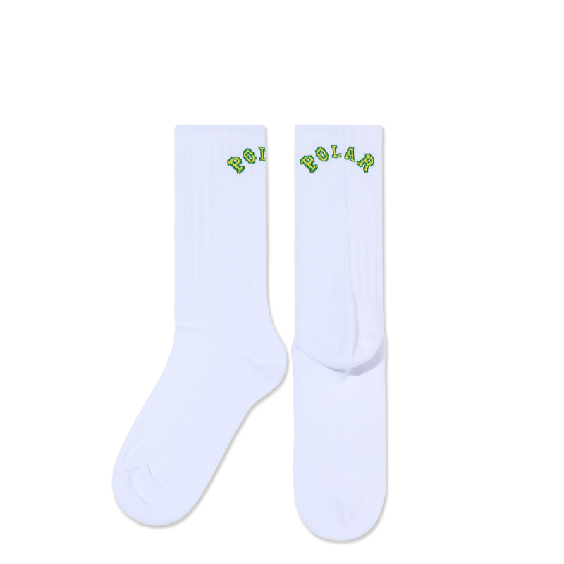 POLAR SKATE CO LARGE RIB SOCKS COLLEGE WHITE
