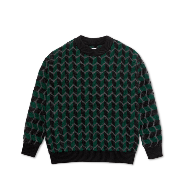 POLAR SKATE CO ZIP ZAG KNIT SWEATER BLACK/DARK TEAL