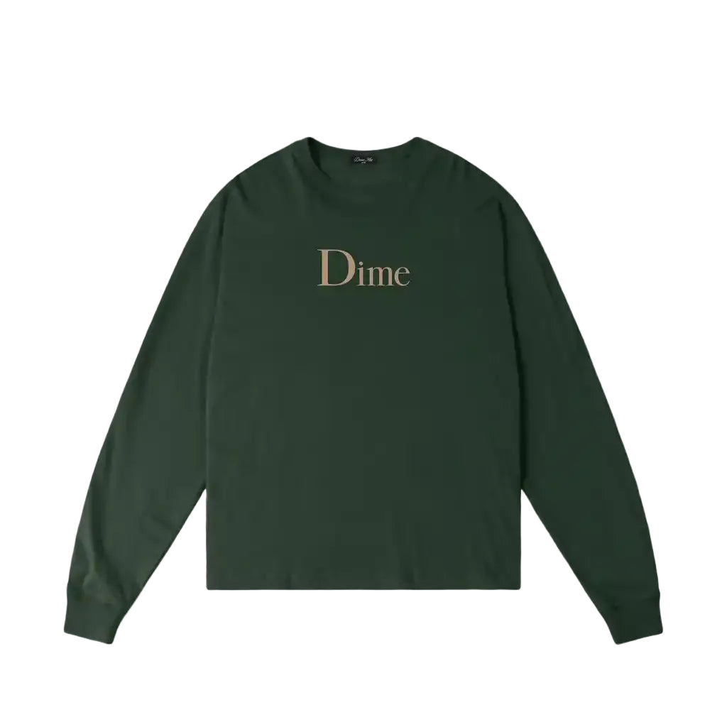 DIME MTL CLASSIC BIG LOGO LS T-SHIRT MOUNTAIN GREEN