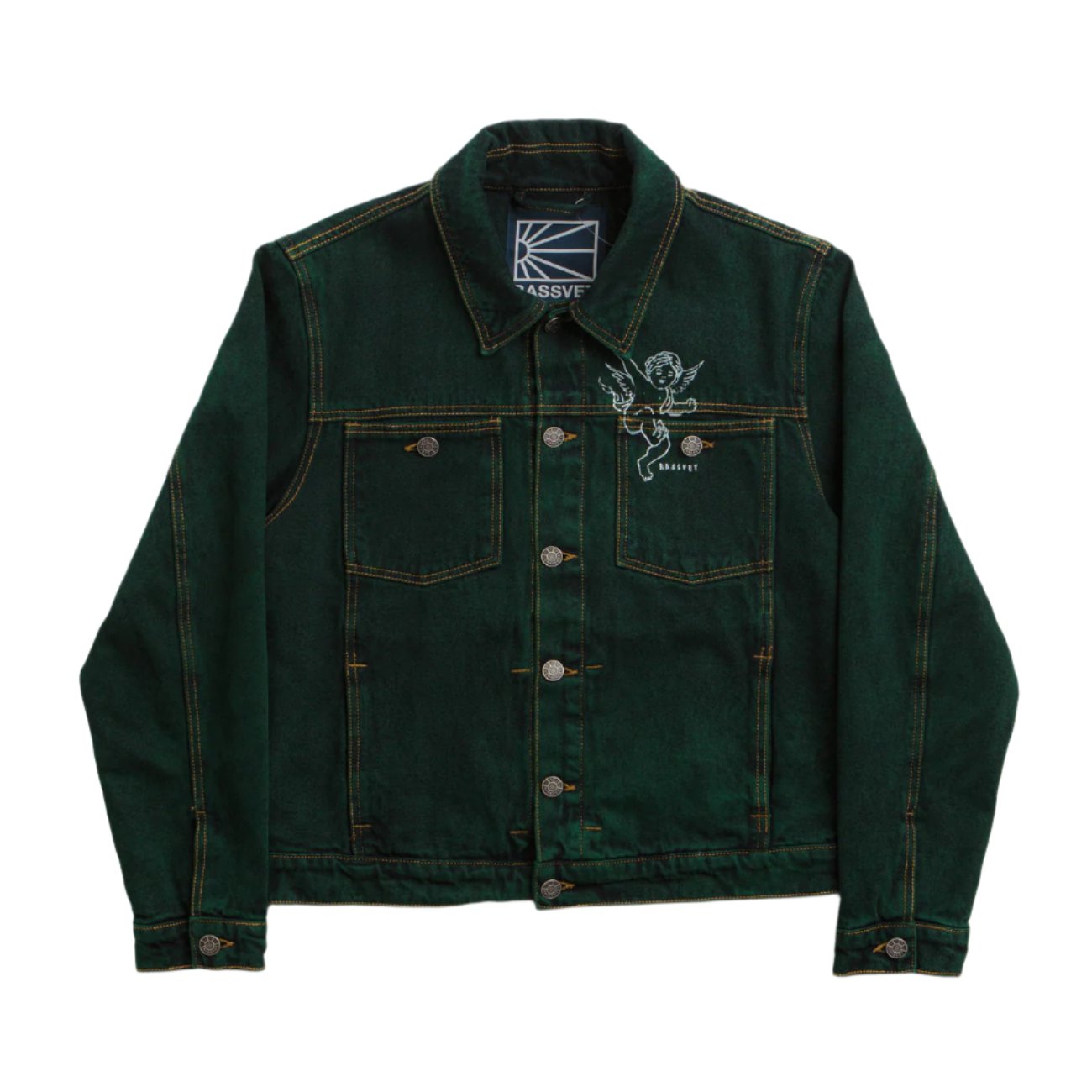 RASSVET / PACCBET LINED DENIM JACKET GREEN WASH