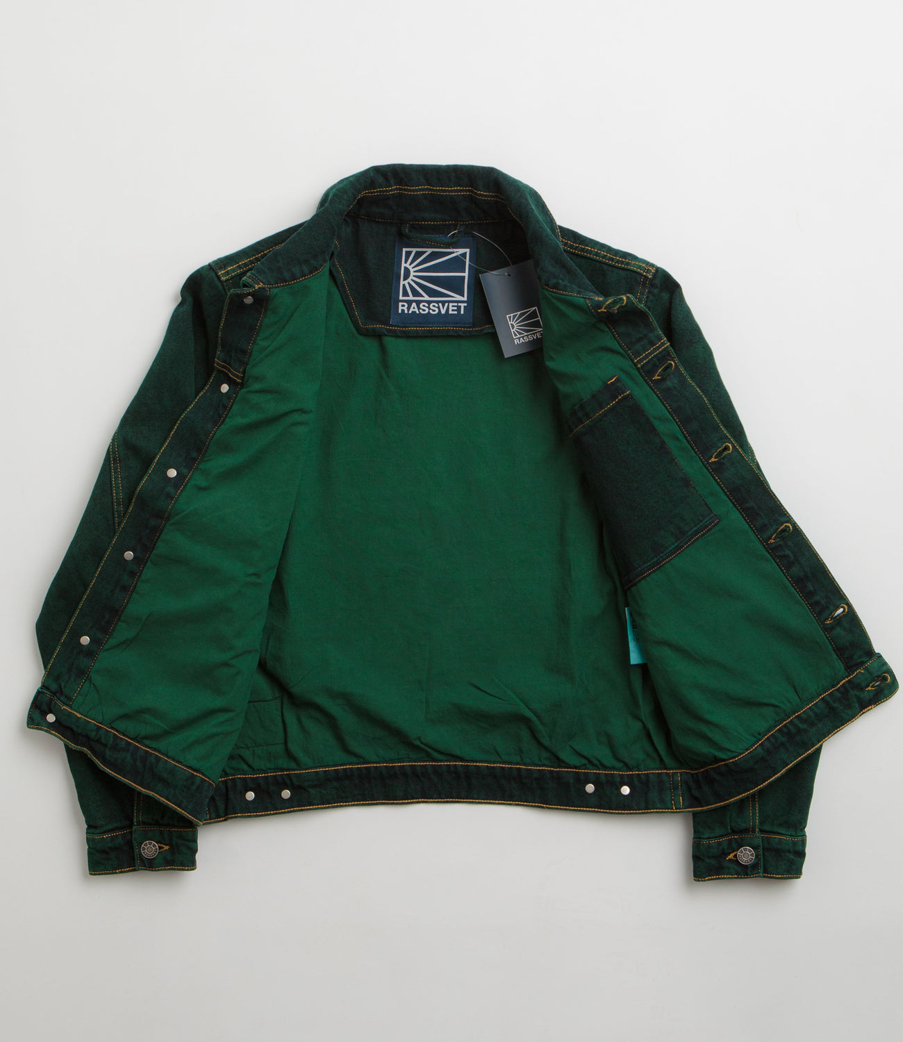 RASSVET / PACCBET LINED DENIM JACKET GREEN WASH