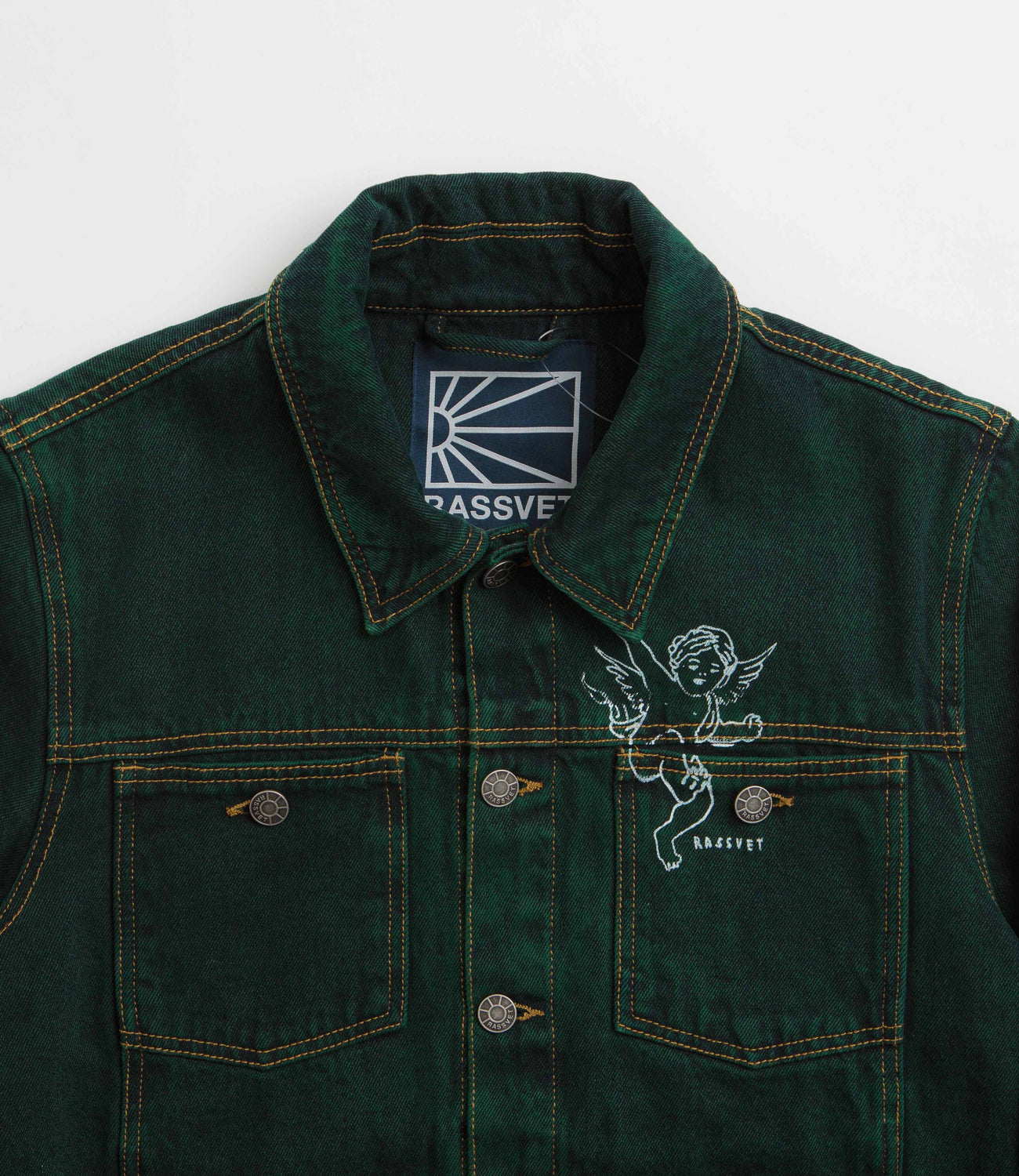 RASSVET / PACCBET LINED DENIM JACKET GREEN WASH
