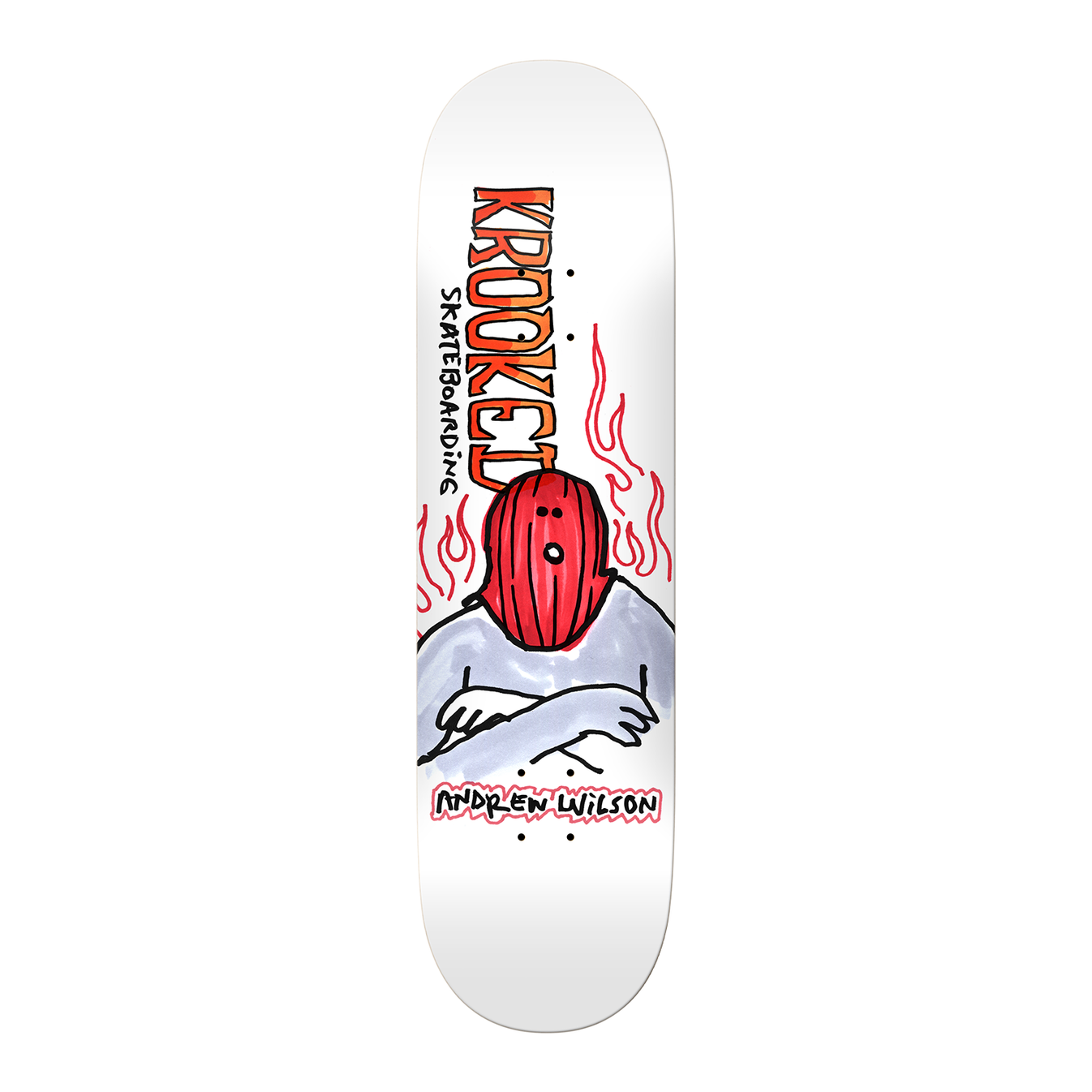 KROOKED SKATEBOARDS WILSON FIRE MASK DECK 8.75